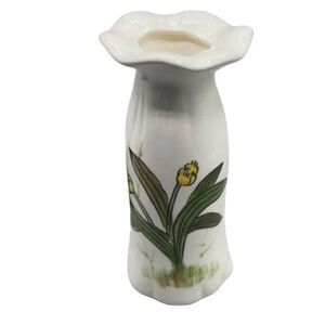 Vintage 1984 FTD 6:75” X3” wide yellow floral vase.